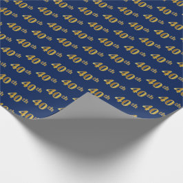 Papel De Presente Evento Azul, Faux Dourado 40º (quadragésimo)