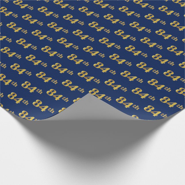 Papel De Presente Evento Azul, Faux Dourado 84º (Oitenta e Quarto) (Ponta)