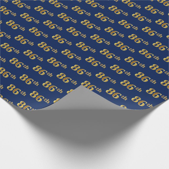 Papel De Presente Evento Azul, Faux Dourado 86º (oitenta e seis) (Ponta)