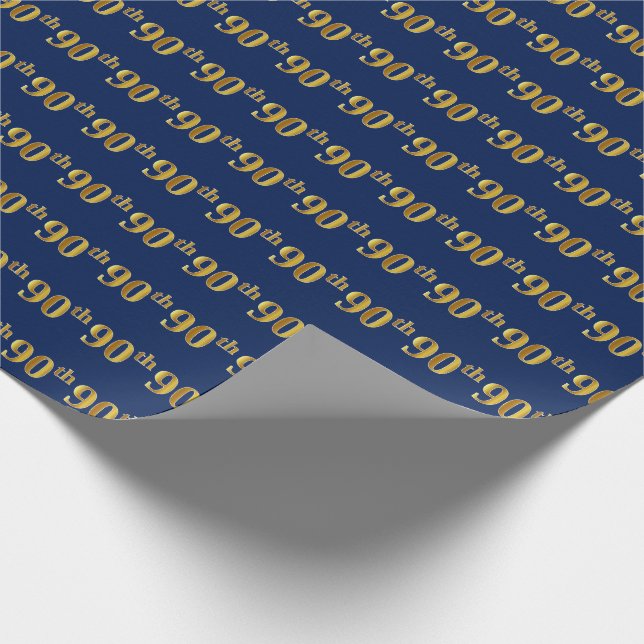 Papel De Presente Evento Azul, Faux Dourado 90 (90) (Ponta)
