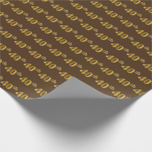 Papel De Presente Evento Brown, Faux Dourado 40º (quadragésimo)