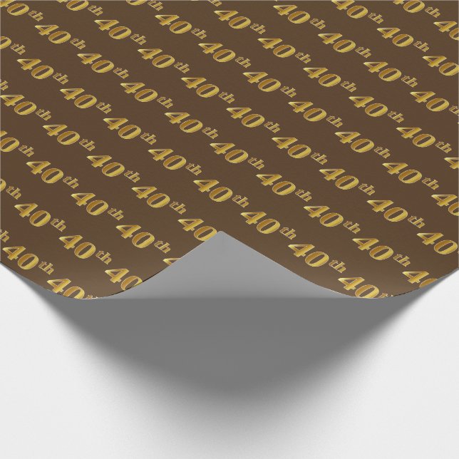 Papel De Presente Evento Brown, Faux Dourado 40º (quadragésimo) (Ponta)