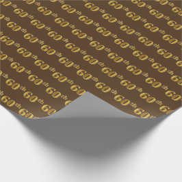 Papel De Presente Evento Brown, Faux Dourado 60º (Sessenta)