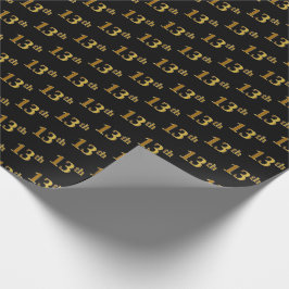 Papel De Presente Evento de 13 Dourado preto, Faux (13º)