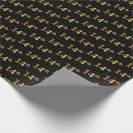 Papel De Presente Evento de 14 Dourado preto, Faux (Décimo Quarto)