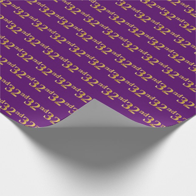 Papel De Presente Evento Dourado 32º (32º) Roxo, Faux (Ponta)