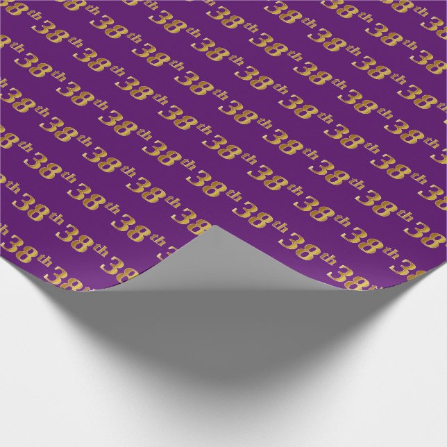 Papel De Presente Evento Dourado 38º (38º), roxo, Faux (Ponta)