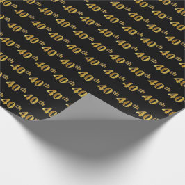 Papel De Presente Evento Dourado 40º (quadragésimo) preto
