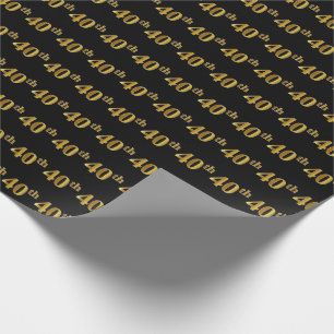 Papel De Presente Evento Dourado 40º (quadragésimo) preto