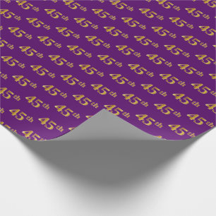 Papel De Presente Evento Dourado 45º (quarenta e cinco) roxo