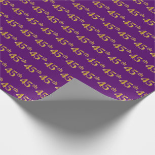 Papel De Presente Evento Dourado 45º (quarenta e cinco) roxo