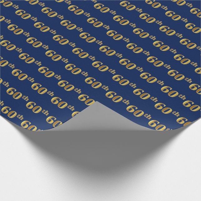 Papel De Presente Evento Dourado 60º (Sessenta) Azul (Ponta)