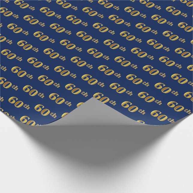 Papel De Presente Evento Dourado 60º (Sessenta) Azul (Ponta)