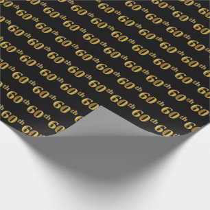 Papel De Presente Evento Dourado 60 (Sessenta) Preto, Faux