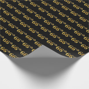 Papel De Presente Evento Dourado 66º (Sessenta e seis) preto
