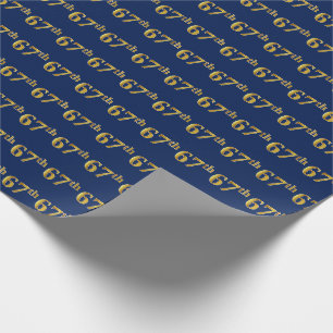 Papel De Presente Evento Dourado 67 Azul, Faux (67.º)