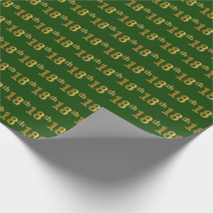 Papel De Presente Evento Verde, Faux Dourado 18º (Décimo Oitavo)