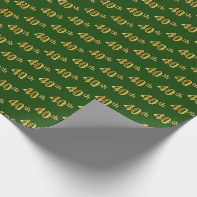 Papel De Presente Evento Verde, Faux Dourado 40º (quadragésimo) (Ponta)