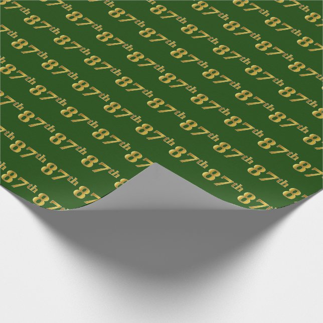 Papel De Presente Evento Verde, Faux Dourado 87º (oitenta e sete) (Ponta)