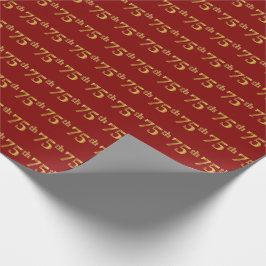 Papel De Presente Evento Vermelho, Faux Dourado 75º (75º)