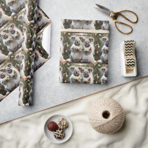 Papel De Presente "Evergreen Vows: um casamento Koala em branco"