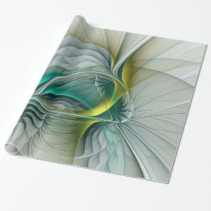 Papel De Presente Evolução do Fractal, arte abstracta dourada de