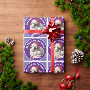 Papel De Presente Ewe Vestindo Natal Hat Purple Natal