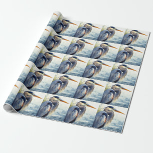 Papel De Presente Excelente Blue Heron Wildlife Wetlands Bird Art Na
