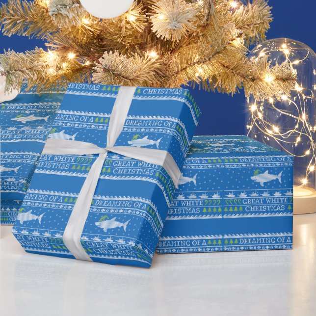 Papel De Presente Excelente de estilo doce branco Natal azul (Feriados)