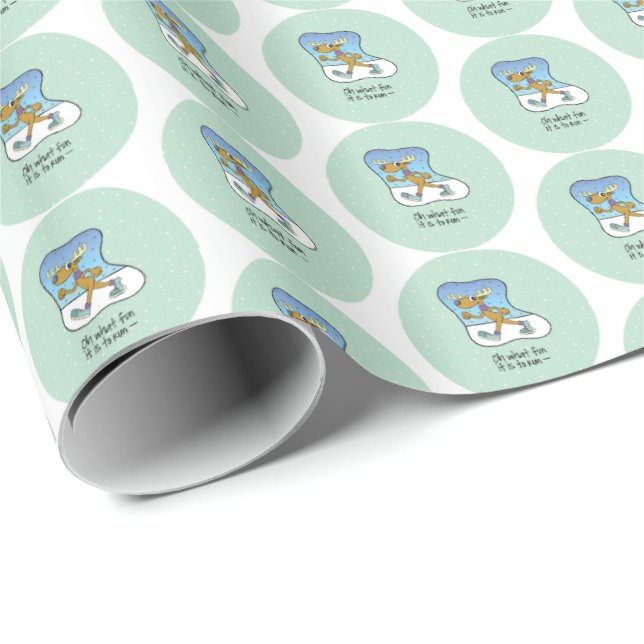 Papel De Presente Exercício Corrente de Reindeer Natal (Ponta do rolo)