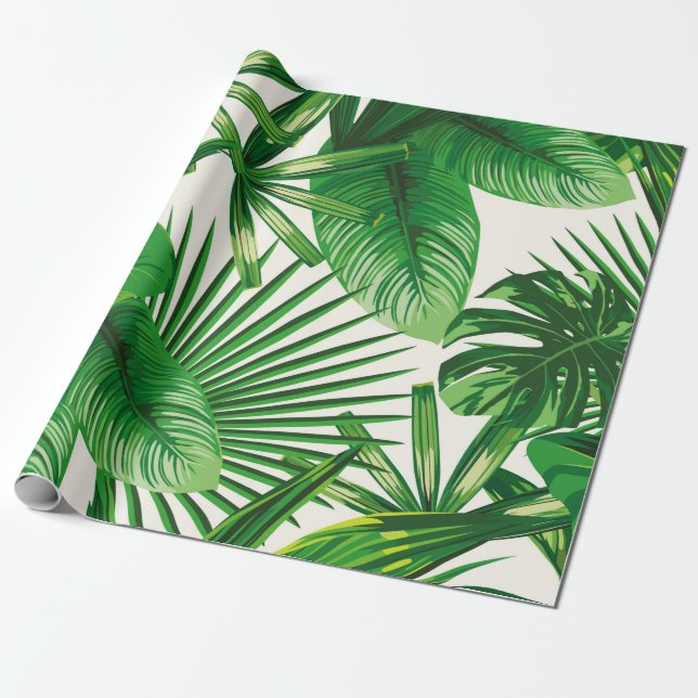 Papel De Presente Exotic tropical natural green leaves composition o (Desenrolado)