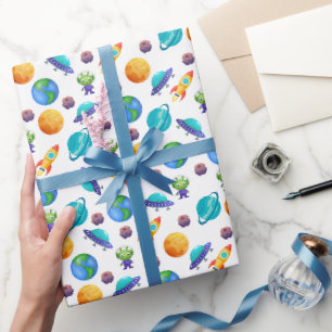 Papel De Presente Exploradores de Espaço em Branco