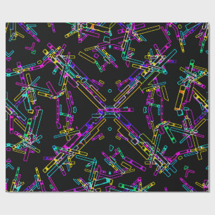 Papel De Presente Explosão de Geometria Neon: Salpico Abstrato Vibra