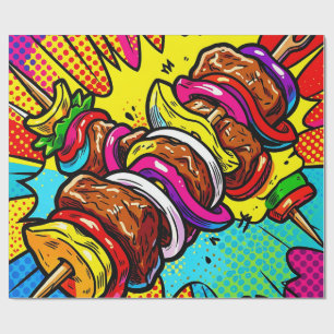 Papel De Presente Explosão de Kebab Pop Art