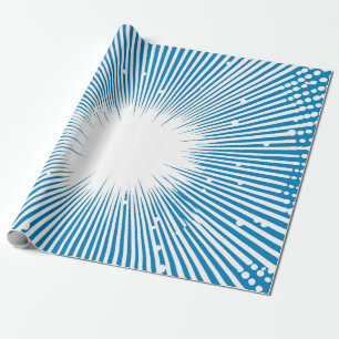 Papel De Presente Explosão de Pop de estilo cômico - Azul e Branco