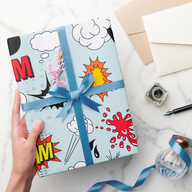 Papel De Presente Explosão de Quadrinhos Retrô Pop Art (Criador carregado)