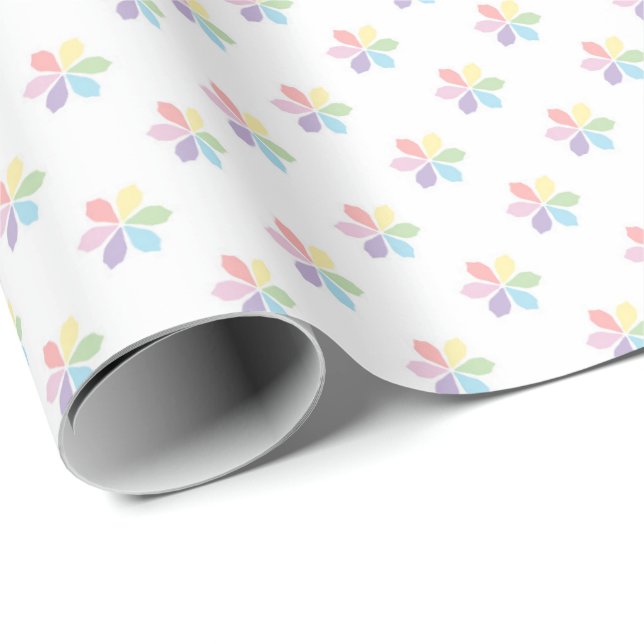 Papel De Presente Explosões de Pétalas de Arco-Íris Pastel para Bebê (Ponta do rolo)