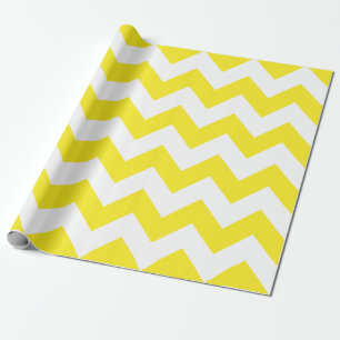 Papel De Presente Extra grande amarela e branca Chevron