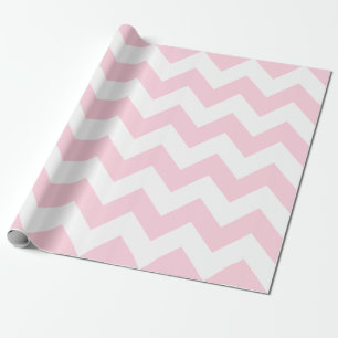 Papel De Presente Extra grande cor-de-rosa e branca Chevron da luz -