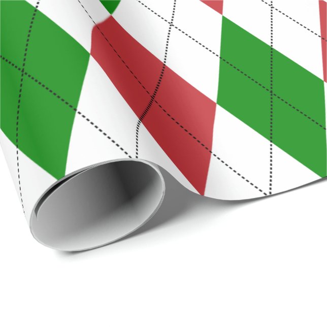 Papel De Presente Extra Grande Xadrez Escocês Vermelho Escuro, Verde (Ponta do rolo)