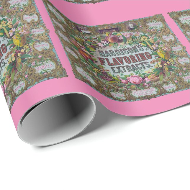 Papel De Presente Extratos de fruta floral vitorianos (Ponta do rolo)