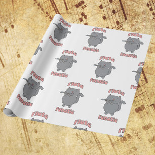 Papel De Presente Fã de Música Engraçado Fã de Flauta Tocando Gato
