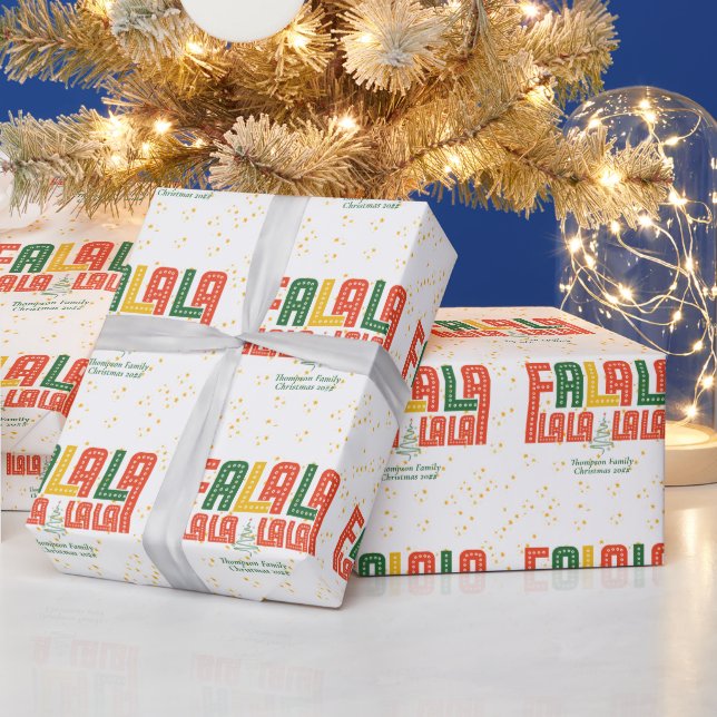 Papel De Presente Fa La Choir Carols Coloridos Natal Moderno (Feriados)