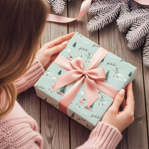Papel De Presente Fa La La Fada Rosa Patinando Menina 