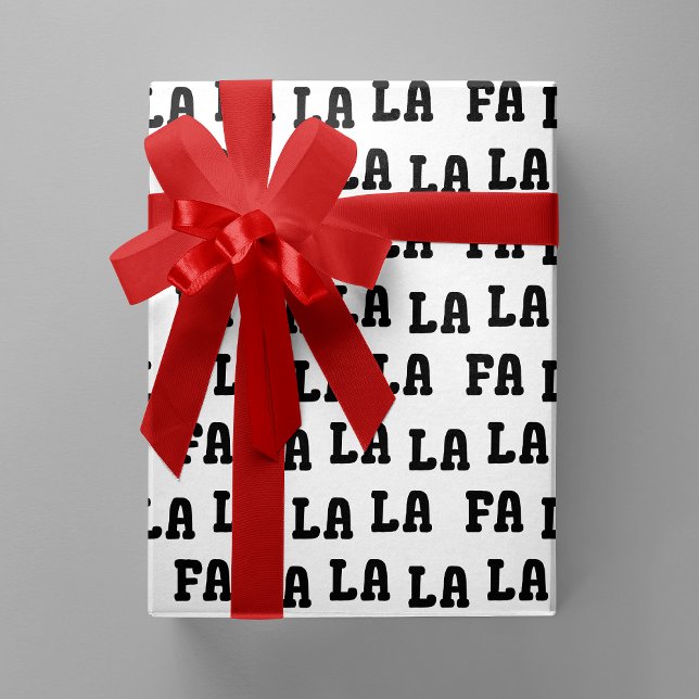 Papel De Presente Fa La La La La Natal Divertido Preto e Branco (Fa La La La La White & Black Playful Christmas Wrapping Paper)
