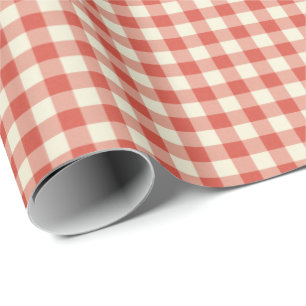 Papel De Presente Fábrica do Campo da Xadrez Vermelha Gingham Simpl