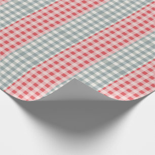 Papel De Presente Fábrica do Campo de Gingham da Xadrez Vermelha e V
