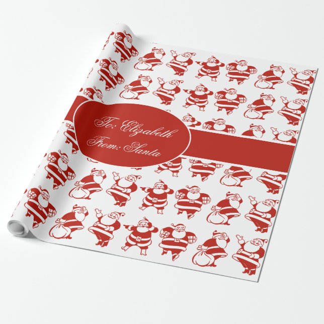 Papel De Presente Fabuloso Natal Vermelho e Bonito Natal Claus (Desenrolado)