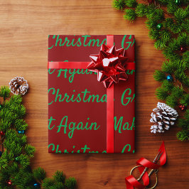 Papel De Presente Faça Excelente De Natal Novamente Vermelho E Verde