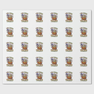 Papel De Presente Faça Truques Guloseimas Halloween Abóbora Cesta Do